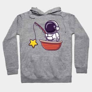 Astronaut Fishing Star On Boat Cartoon Hoodie